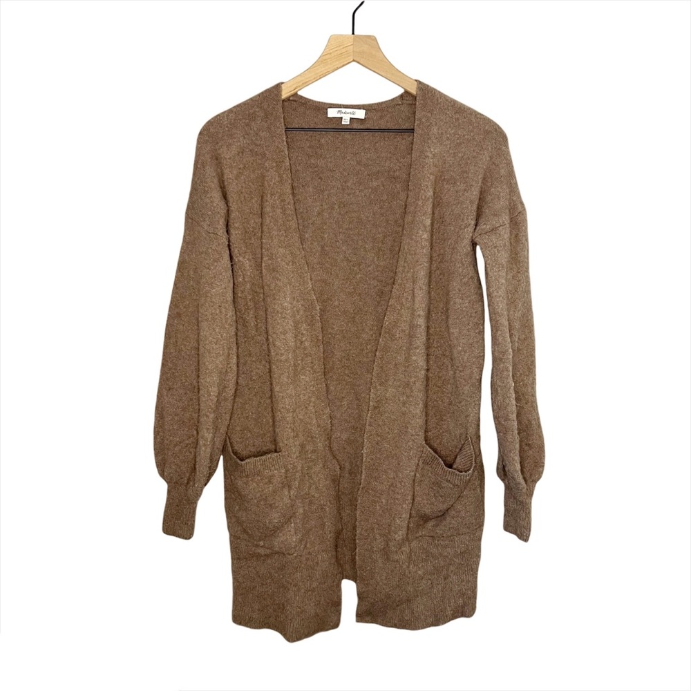 Madewell Wool Alpaca Blend Edgewater Bubble Sleeve Open Cardigan Sweater XXS 2XS